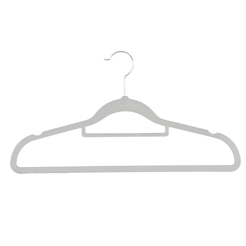 Textured Grey Plastic Hangers with Belt Bar - 40cm