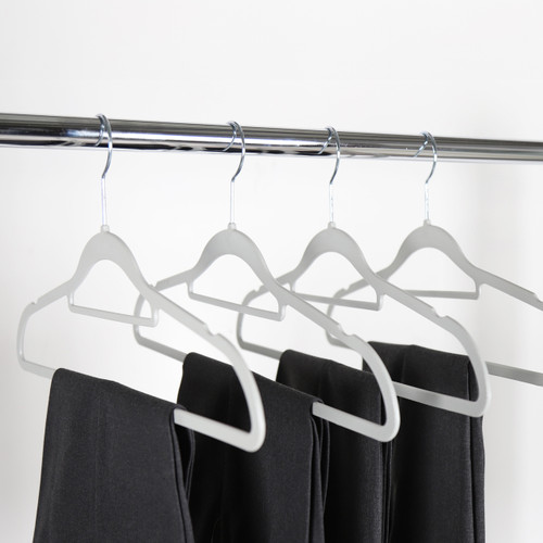Textured Grey Plastic Hangers with Belt Bar - 40cm