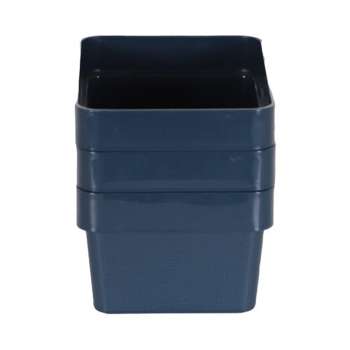 3 x Blue Linen Texture Small Storage Baskets