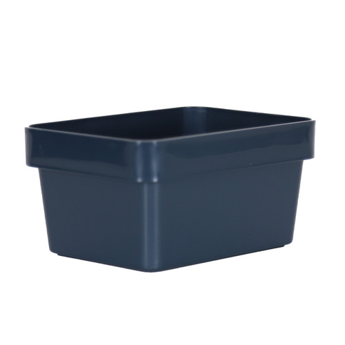 3 x Blue Linen Texture Small Storage Baskets