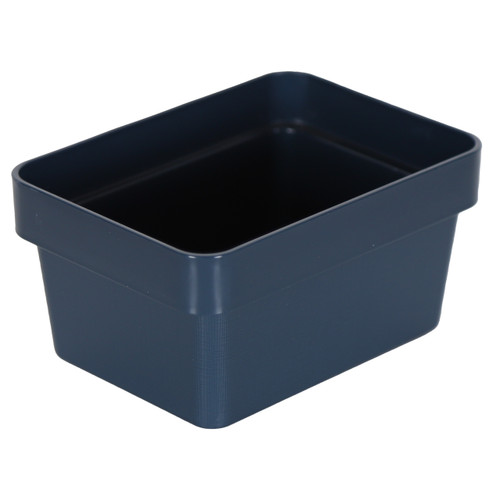 3 x Blue Linen Texture Small Storage Baskets