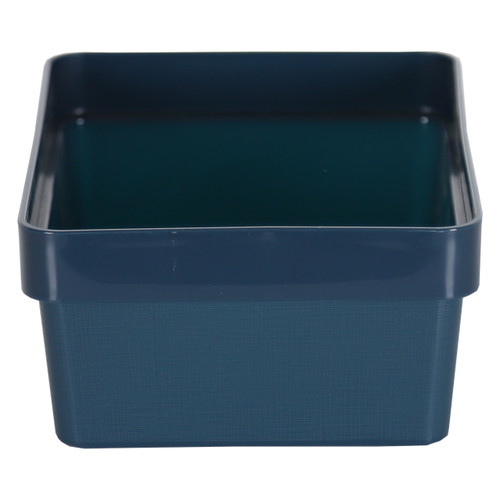 3 x Blue Linen Texture Medium Storage Baskets