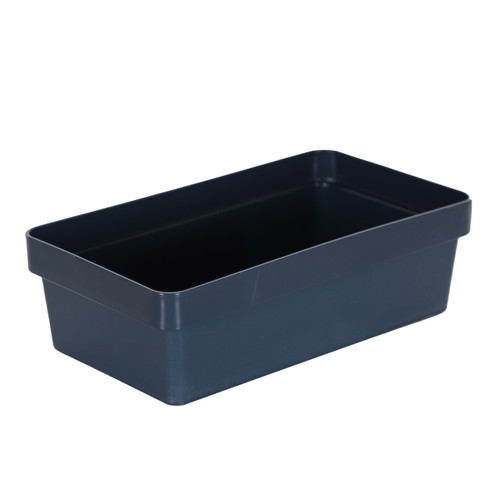 3 x Blue Linen Texture Large Storage Baskets