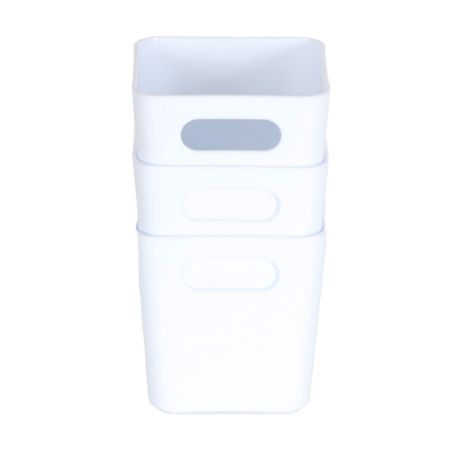 3 x White Square Storage Baskets