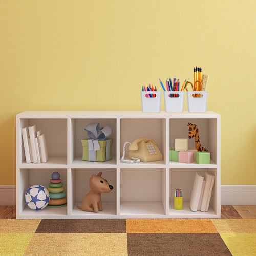 3 x White Square Storage Baskets