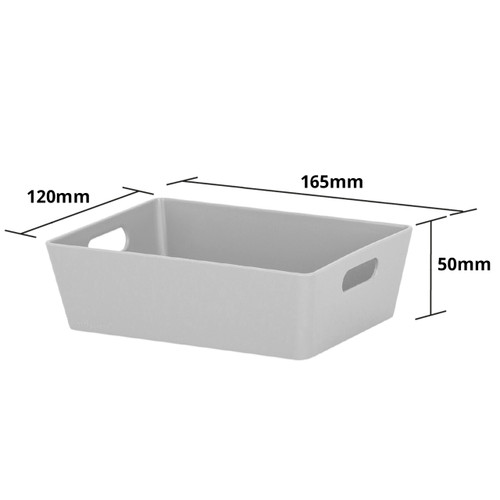 3 x Grey Small Rectangle Storage Baskets