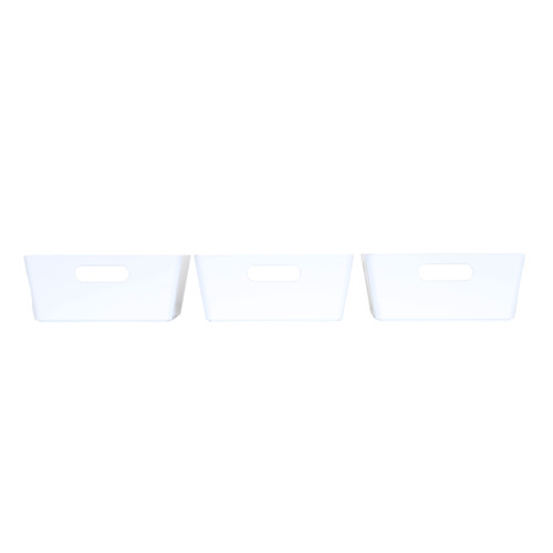 3 x White Small Rectangle Storage Baskets