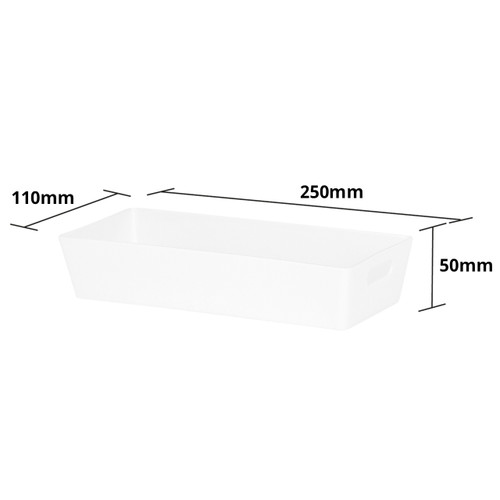 3 x White Rectangle Storage Baskets