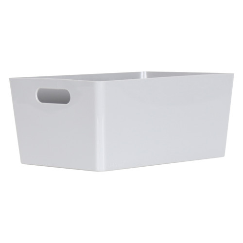 3 x Grey Deep Rectangle Storage Baskets