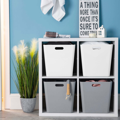 3 x Grey Large Cube Storage Baskets 3 x Grey Large Cube Storage Baskets