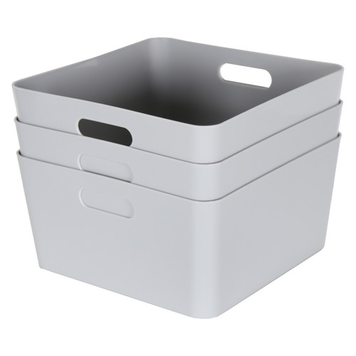 3 x Grey Small Cube Storage Baskets