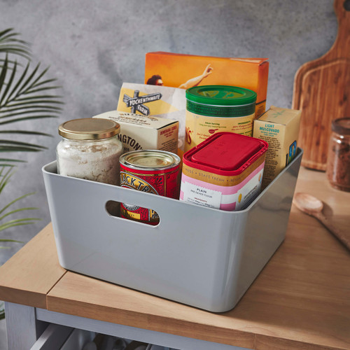 3 x Grey Small Cube Storage Baskets