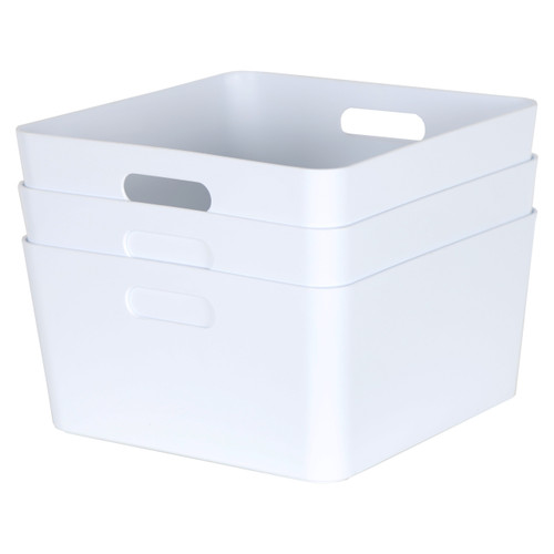 3 x White Small Cube Storage Baskets