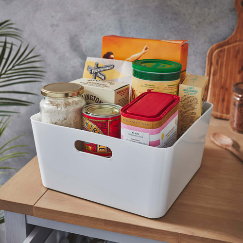 3 x White Small Cube Storage Baskets