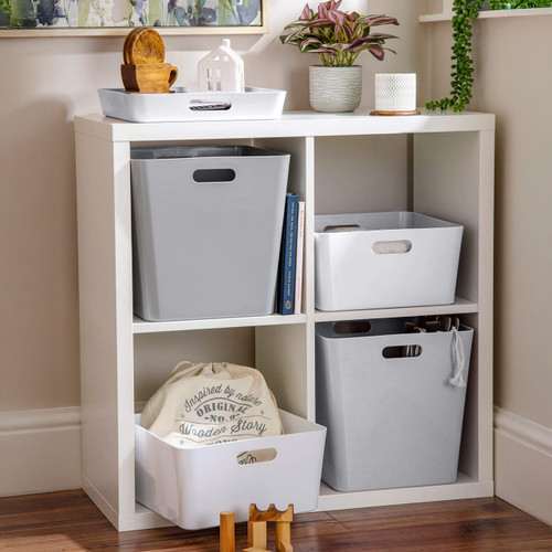 3 x White Small Cube Storage Baskets