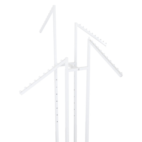 Gloss White Clothes Rail Display Stand - 4 Sloping Arms