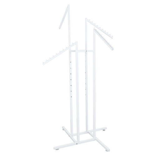 Gloss White Clothes Rail Display Stand - 4 Sloping Arms