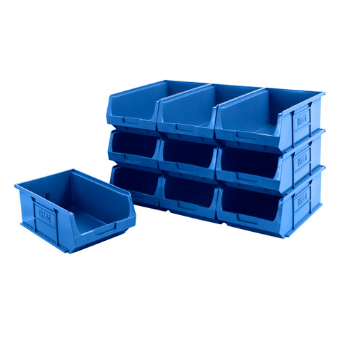Pack of 10 Recycled Plastic Stackable Part Bins - Blue