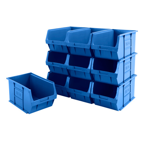 Pack of 10 Recycled Plastic Stackable Part Bins - Blue