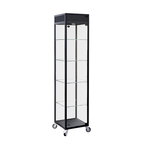 Eclipse Aluminium Full Glass Display Tower Showcase with Header Lights