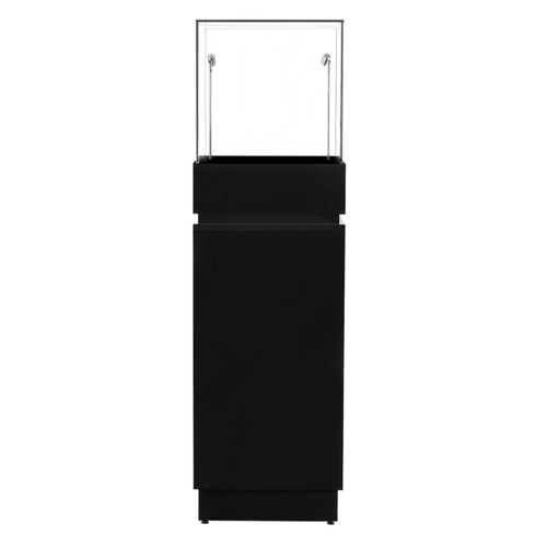 Halo Black Glass Display Tower Showcase Plinth with Lockable Cupboard