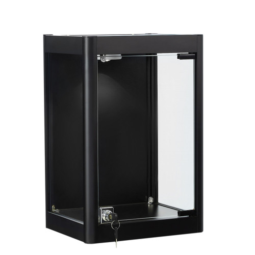 Halo Black Mini Wall-Mounted Glass Showcase With or Without Remote Control Light