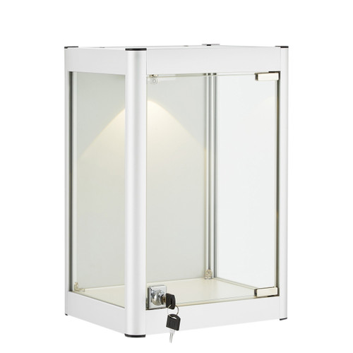 Halo Silver Mini Wall-Mounted Glass Showcase With or Without Remote Control Light