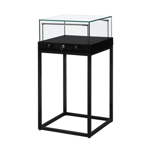 Halo Black Square Display Case Counter with Metal Base