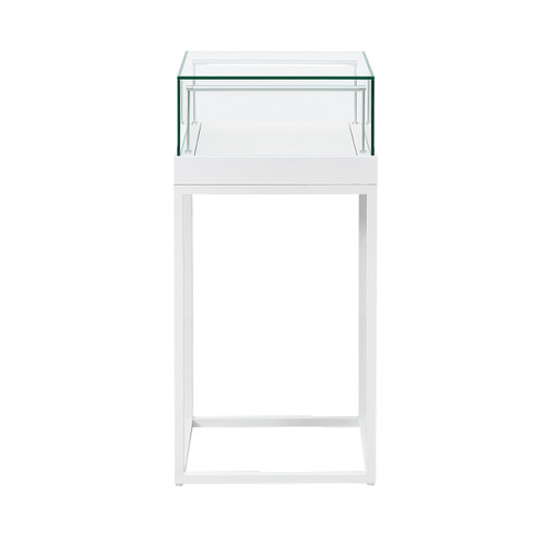 Halo White Square Display Case Counter with Metal Base