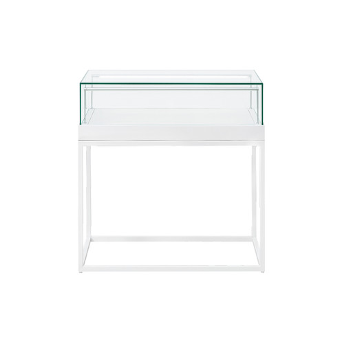 Halo White Display Case Counter with Metal Base