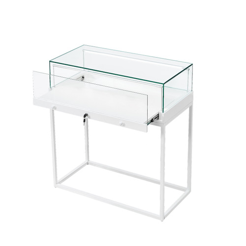 Halo White Display Case Counter with Metal Base