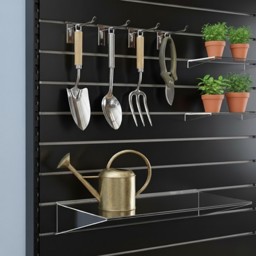 Black Slatwall Back Panel for Retail Shelving Units - H100mm