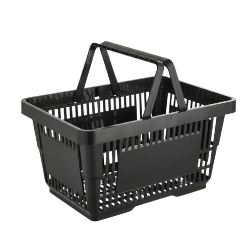 Black Plastic Shopping Basket - 22L