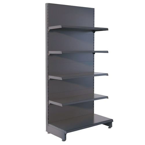 Dark Grey Retail Wall Shelving - 1 Starter Bay With 470mm Base Shelf