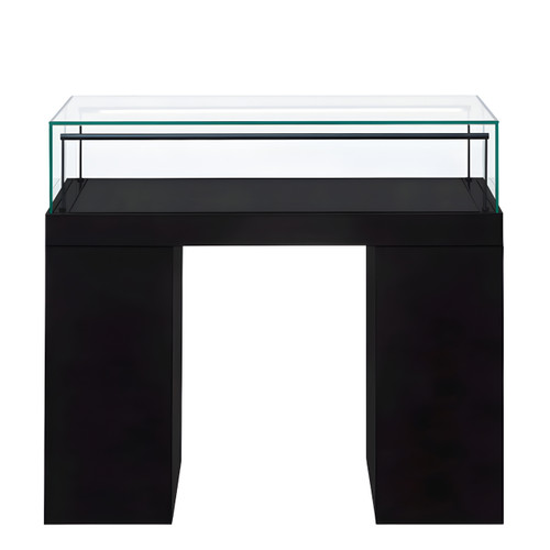 Halo Black Glass Display Showcase Counter with 2 Narrow Lockable Cupboards