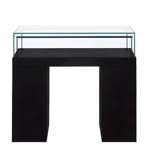 Halo Black Glass Display Showcase Counter with Narrow Lockable Cupboard & 3 Drawers