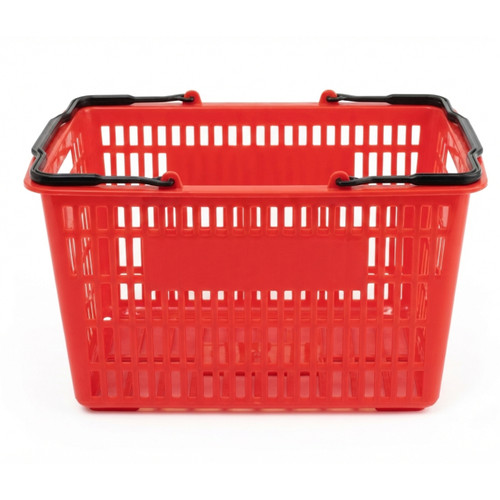 Red Recyclable Plastic Shopping Basket - 22L