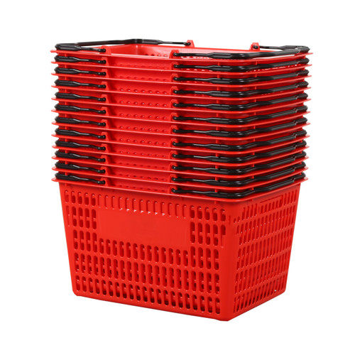 Red Recyclable Plastic Shopping Basket - 22L
