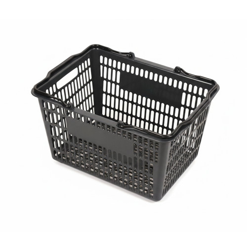 Black/Grey Recyclable Plastic Shopping Basket - 22L