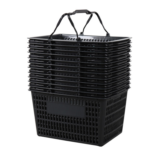 Black/Grey Recyclable Plastic Shopping Basket - 22L