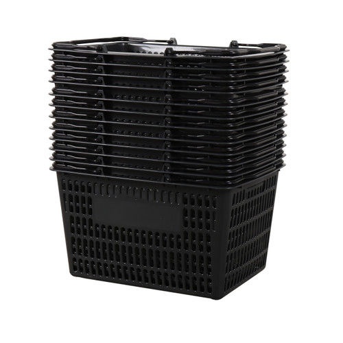 Black/Grey Recyclable Plastic Shopping Basket - 22L