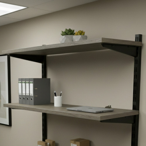 Black & Eternity Oak Twin Slot Shelving Kit - H430mm - 2 Shelves