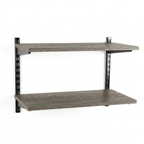Black & Eternity Oak Twin Slot Shelving Kit - H430mm - 2 Shelves