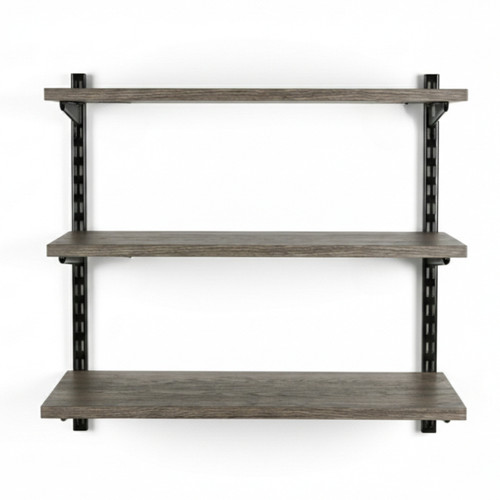 Black  & Eternity Oak Twin Slot Shelving Kit - H1000mm - 3 Shelves