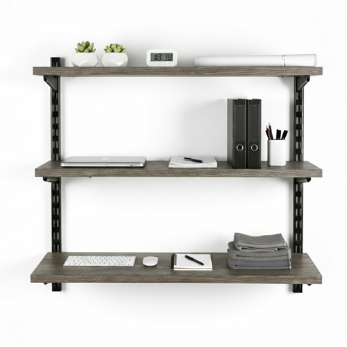 Black  & Eternity Oak Twin Slot Shelving Kit - H1000mm - 3 Shelves