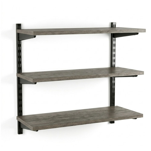 Black  & Eternity Oak Twin Slot Shelving Kit - H1000mm - 3 Shelves