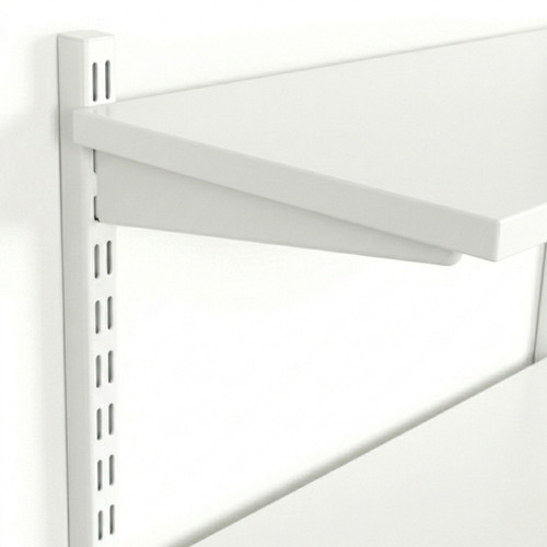 White Twin Slot Shelving Kit - H1000 x W1200mm, 3 Uprights & 3 Wooden Shelves
