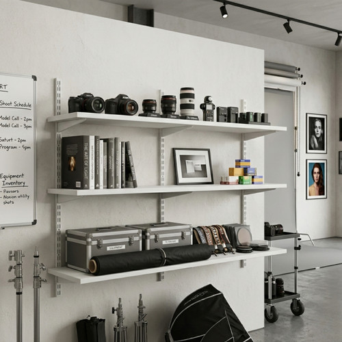 White Twin Slot Shelving Kit - H1000 x W1200mm, 3 Uprights & 3 Wooden Shelves