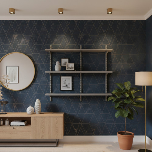 Silver Twin Slot Shelving Kit - H1000 x W1200mm, 3 Uprights & 3 Dark Grey Wooden Shelves