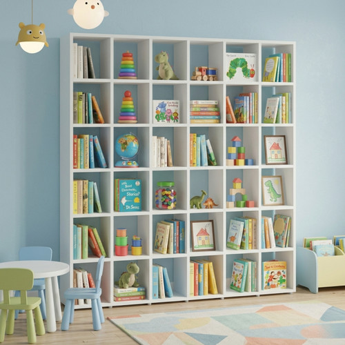 White Cube Bookshelf Display Unit - 6 x 6
